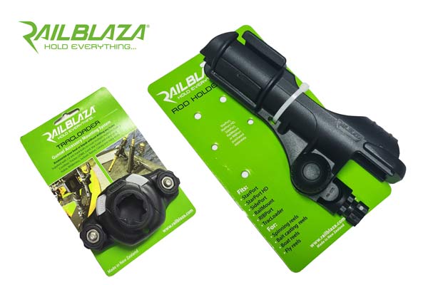Railblaza rod holder and Tracloader start port in one picture